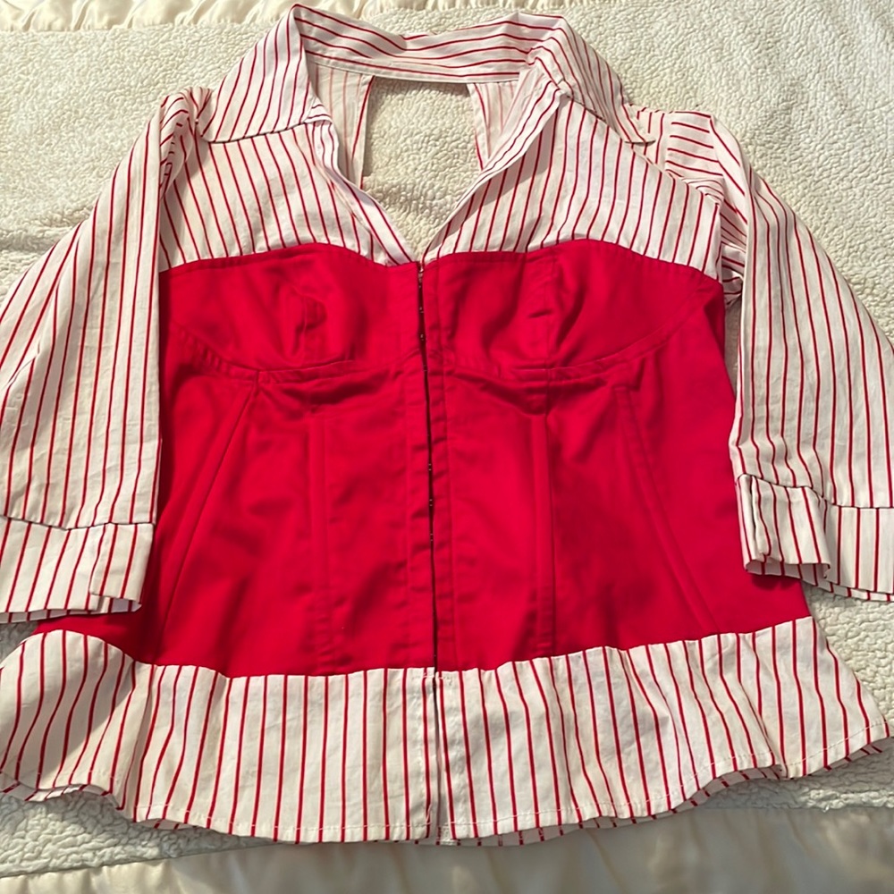 Red Stripe Corset Shirt